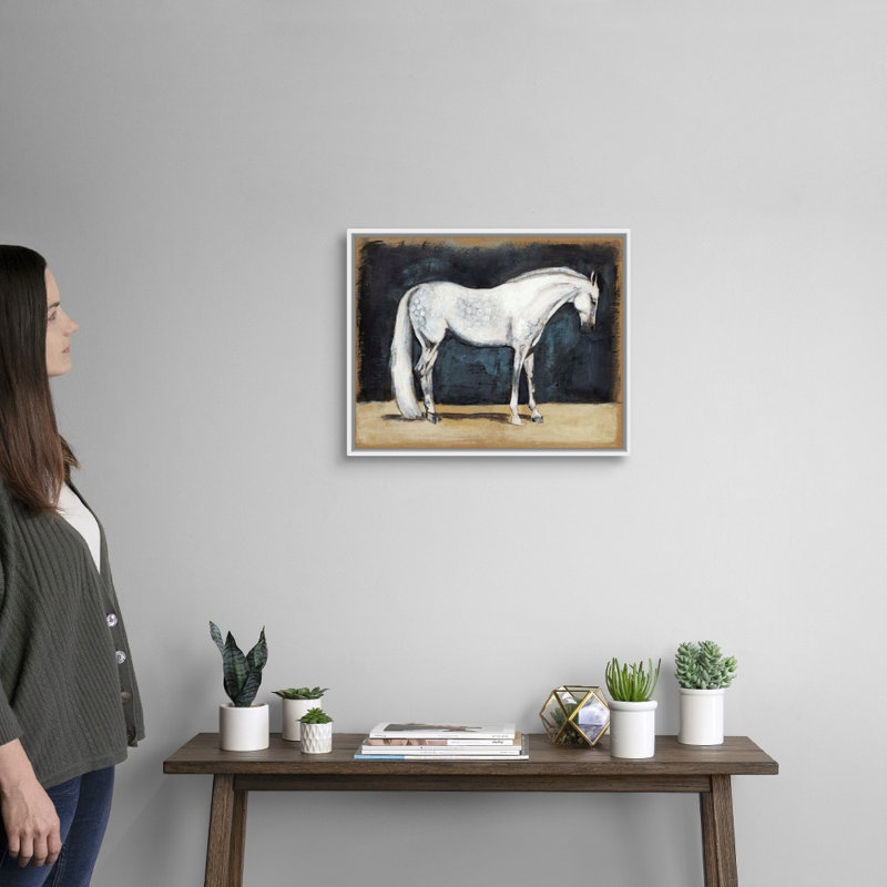 Équitation, art mural sur toile V, Toile avec cadre blanc, H 18 po x l 22 po x P 2 po