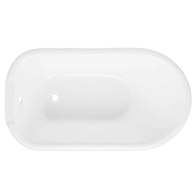 54" Miya Cast Iron Clawfoot Soaking Tub, Chrome, White