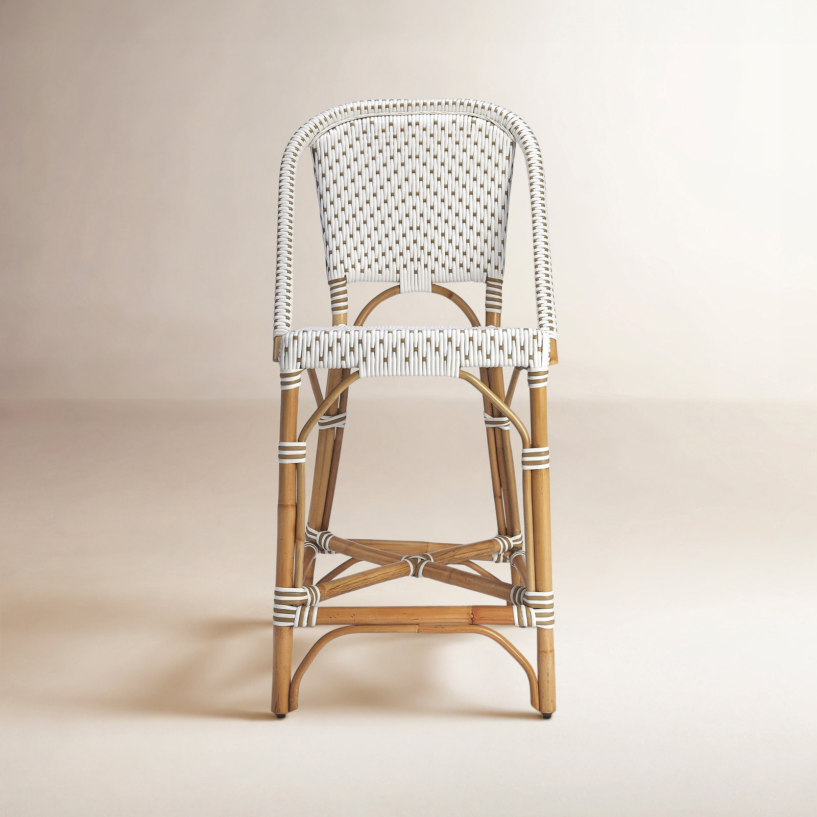 Ezekiel 25" Bar Stool, White/Tan