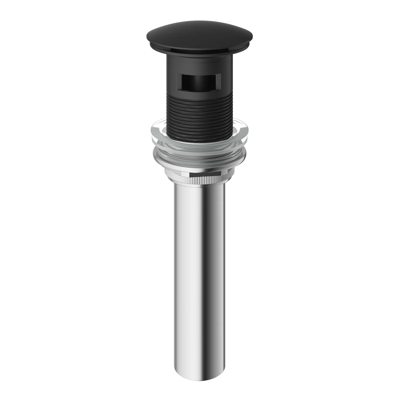 Bathroom Sink Pop-Up Drain With Overflow, Matte Black