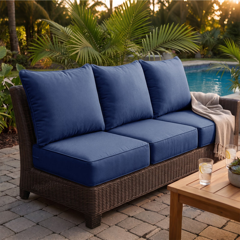 24 x 24 x 6.2 inch Outdoor Olefin Chair Cushion Set,Comfortable, Durable, Weather-Resistant Design, 2, Blue
