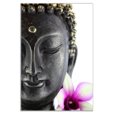 Buddha Statue With Flower - Wrapped Canvas Print