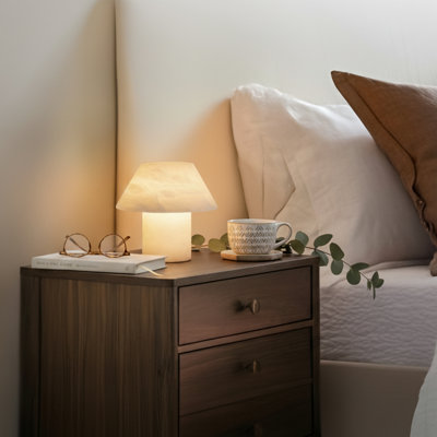 Alora 7" LED Alabaster White Natural Stone Desk Lamp