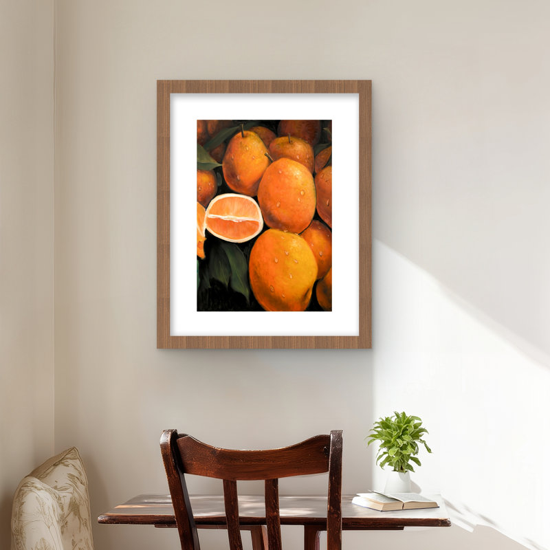 Oranges fraîches - imprimé alimentaire hyperréaliste | Décoration intérieure, H 20 po x l 16 po
