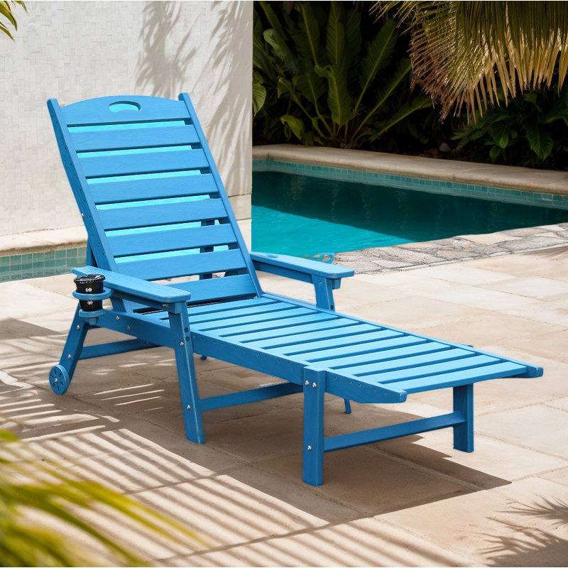 Outdoor Chaise Lounge Chair, Patio Sun Tanning Chair,  Pool Chairs With 4-Position Adjustable Backrest For Patio Poolside Deck Beach Backyard