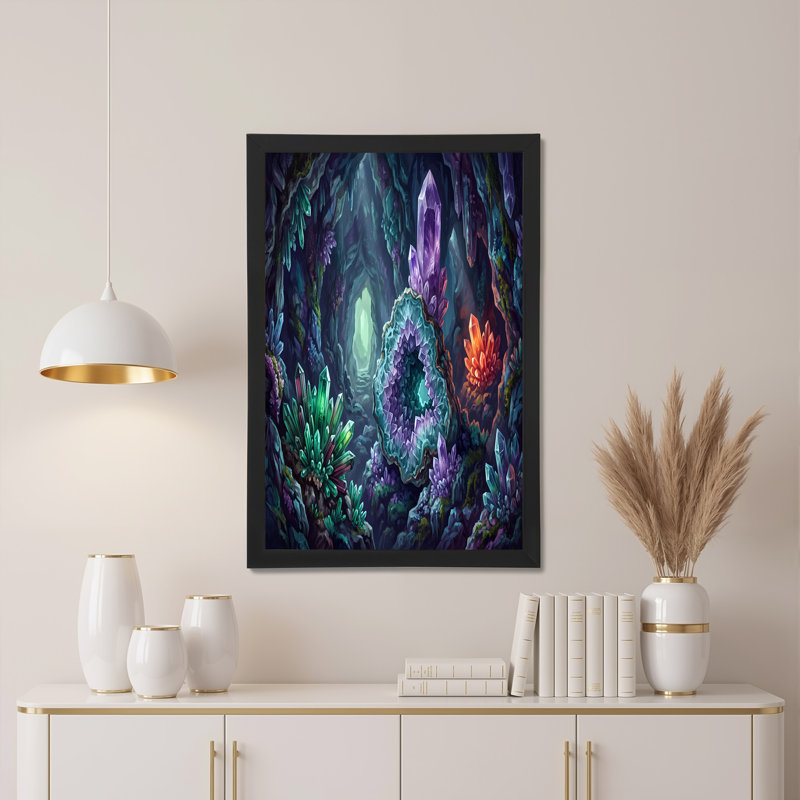 Art mural sur toile Fantasy Crystal Cave, H 20 po x l 30 po