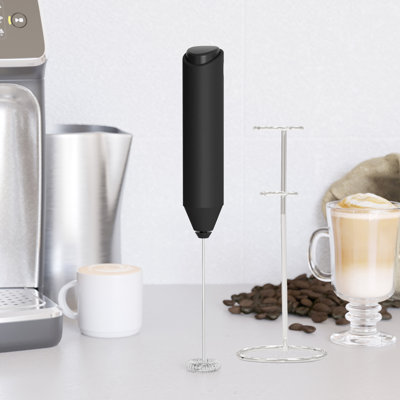Powerful Milk Frother Handheld Foam Maker, Mini Whisk Drink Mixer for Coffee, Cappuccino, Latte, Matcha, or Hot Chocolate, With Stand