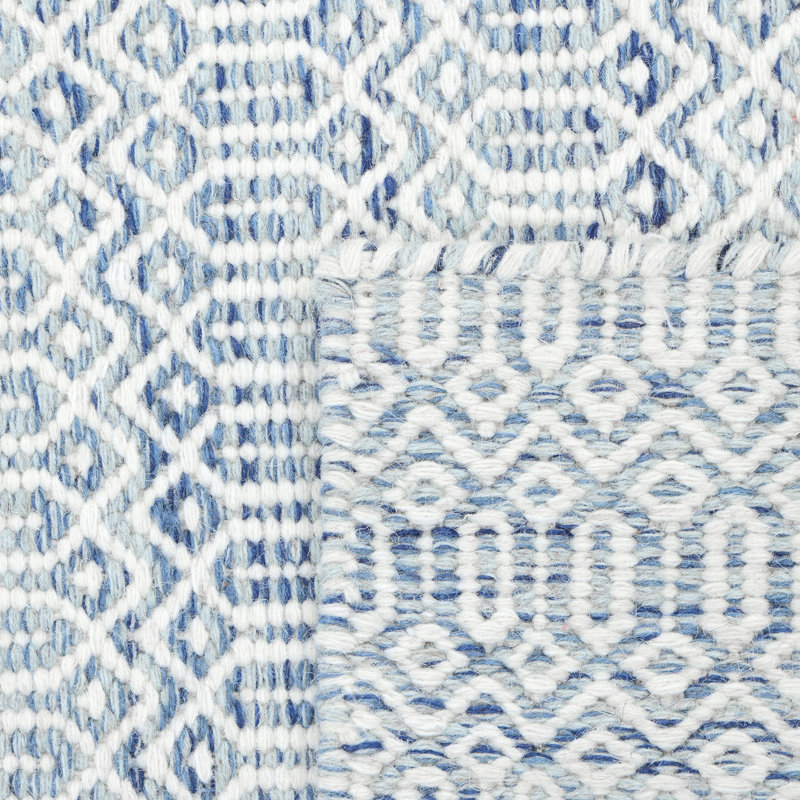 Chatham Geometric Area Rug in Ivory/Blue, Rectangle 6' x 9'