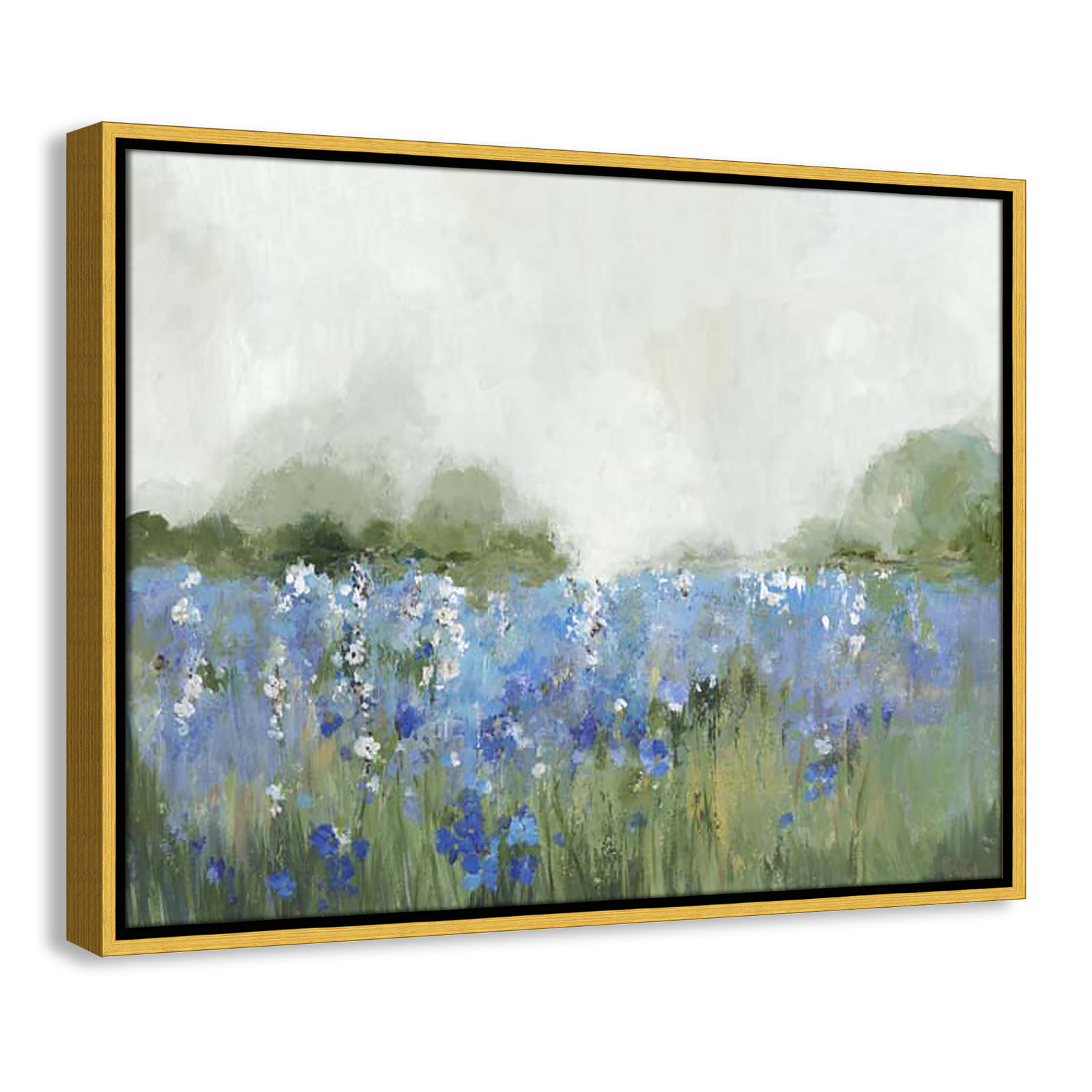 Meadows Bluebells Field by Allison Pearce, 19.5" H x 25.5" W x 2" D, Gold Framed