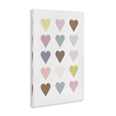 Soft Pastel Hearts Canvas Wall Art by Martina Pavlova