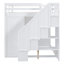 Lit mezzanine double avec placards, armoires et tiroirs intégrés, blanc