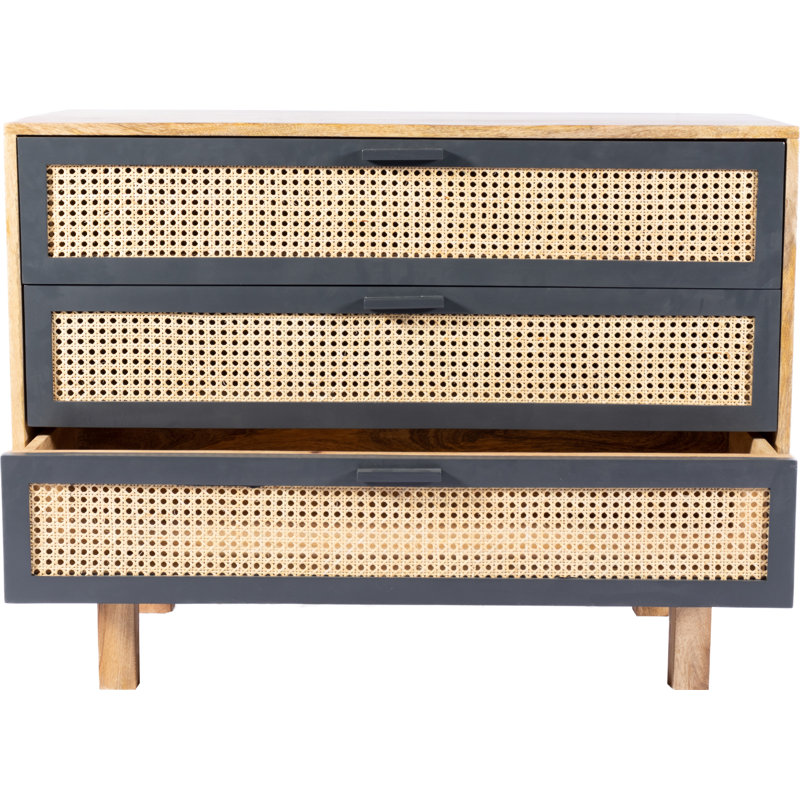 Ashton 3 Drawer Accent Chest, Brown/Dark Gray