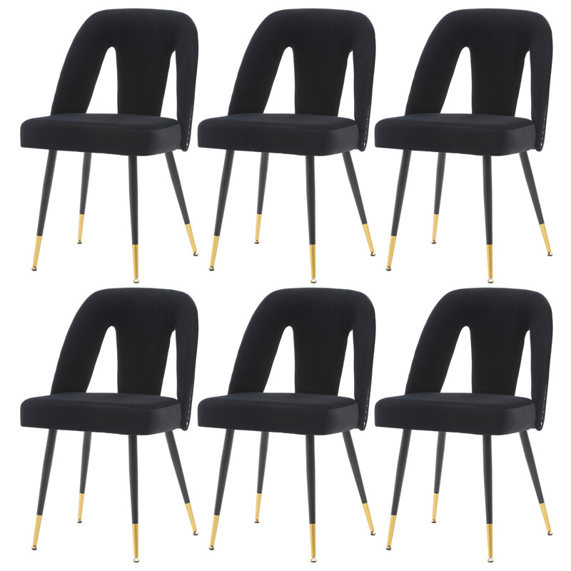 Chaise d'appoint rembourrée Kensley, Velours noir