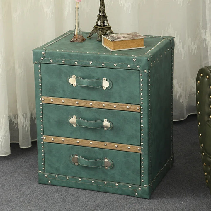 Antek Retro Bedside Table Rustic Living Room Side A Few Solid Wood, Off Green