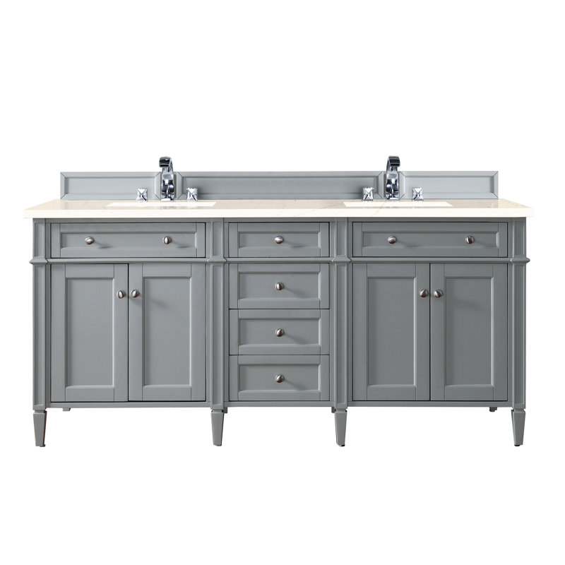 Brittany 72" W Double Vanity, Urban Gray, Lime Delight, 8" Widespread
