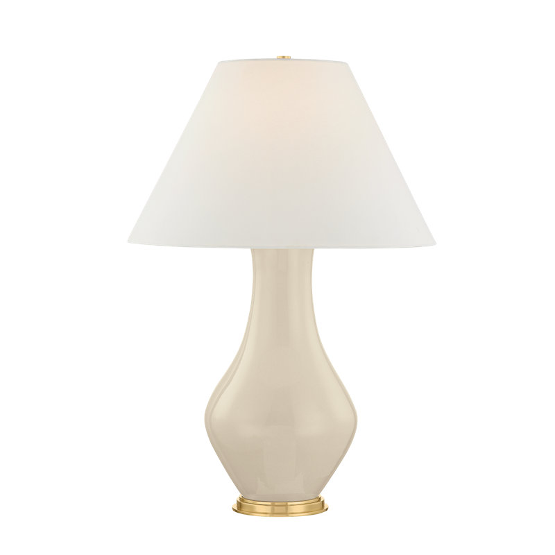 Hanslope Table Lamp in Aged Brass and Ceramic French Muslin by Mark D. Sikes