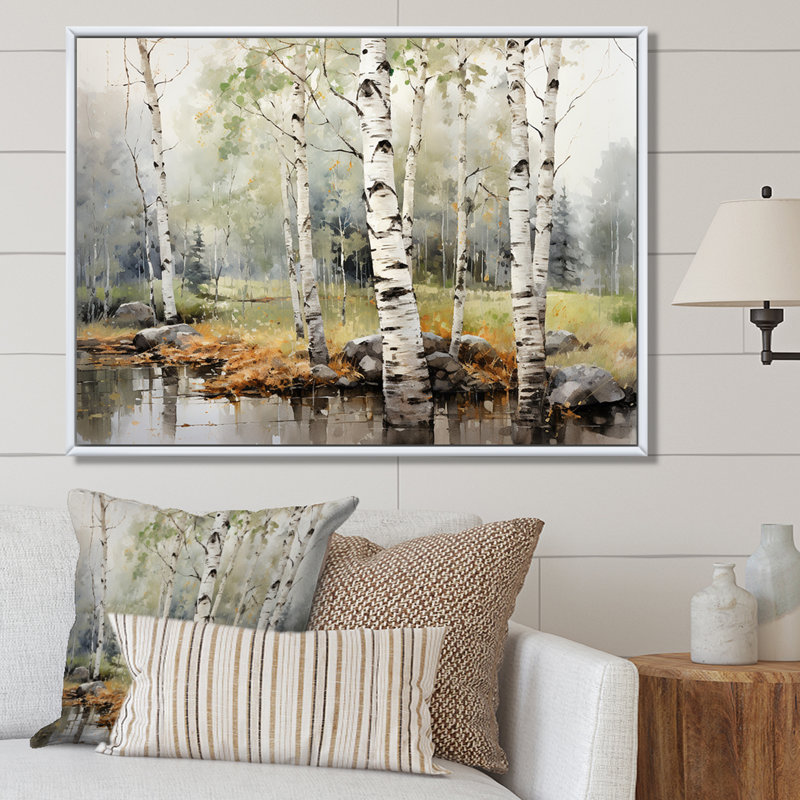 «Green Birch Wood Beauty I - Tree Birch», reproduction sur toile encadrée, H 34 po x l 44 po x P 1,5 po