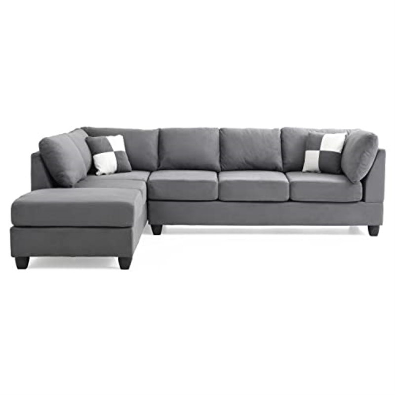 Canapé modulaire réversible Malone, Velours gris velours