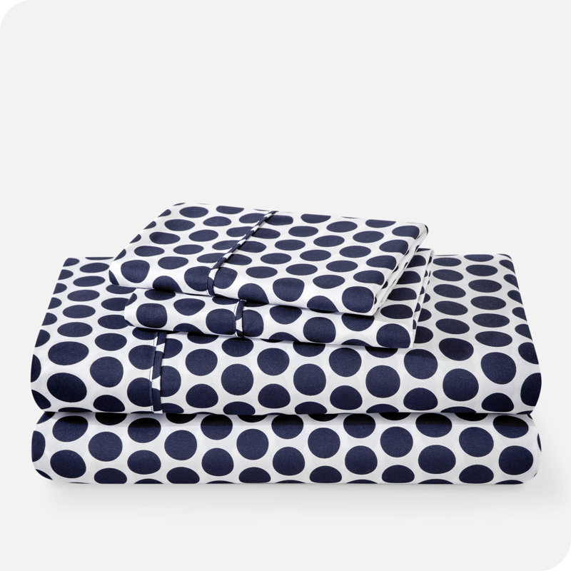Ensemble de draps 100% coton, Blanc / Minuit, Ensemble de draps pour très grand lit + un drap-h