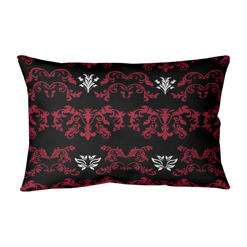 Housse et insert d'oreiller rectangulaire Atlanta Football Baroque, Noir / rouge foncé / blanc, Croisé en coton