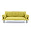 Lit pliable avec porte-gobelet central et sac de rangement avec accoudoirs, 70 po, matériau en lin de coton, convient aux petits espaces, lit multifonctionnel jaune beige gris foncé, se transforme en balcon-1412032513
