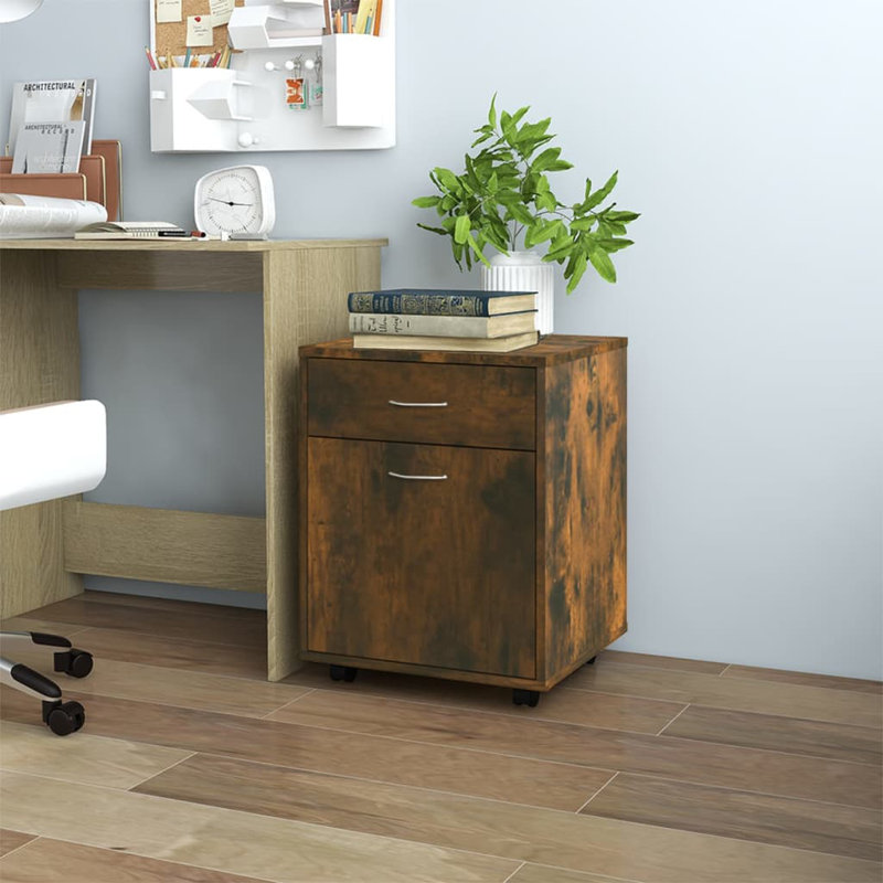Arpelar 1 Drawer Filing Cabinet, Smoked Oak