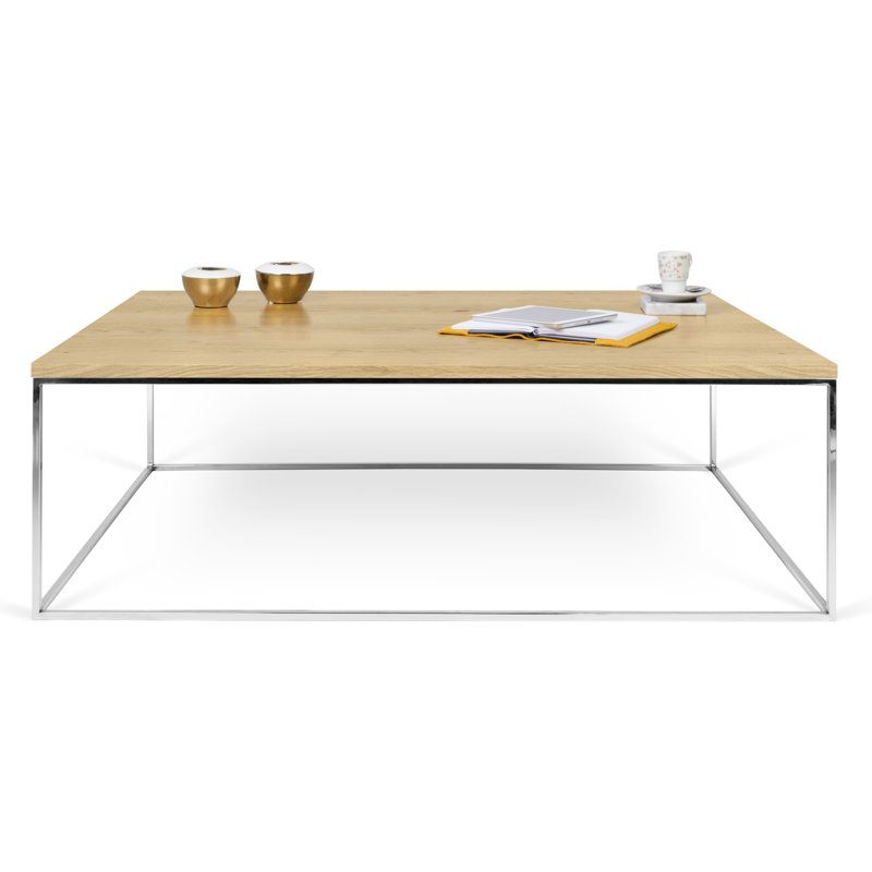 Linkous Solid Coffee Table, Chrome, Oak