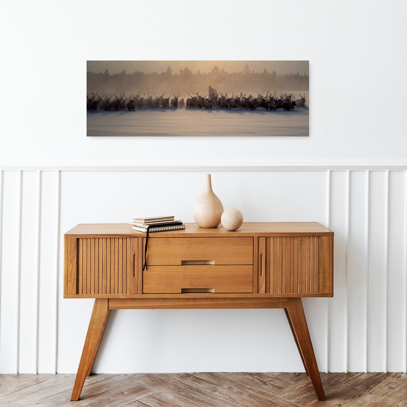 Misty Reindeer Run, 12" H x 36" W
