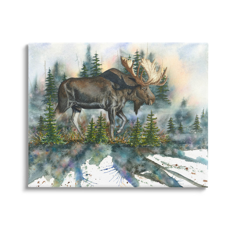 "Wild Moose Forest", art mural sur toile par Dave Bartholet, H 24 po x l 30 po x P 1,5 po
