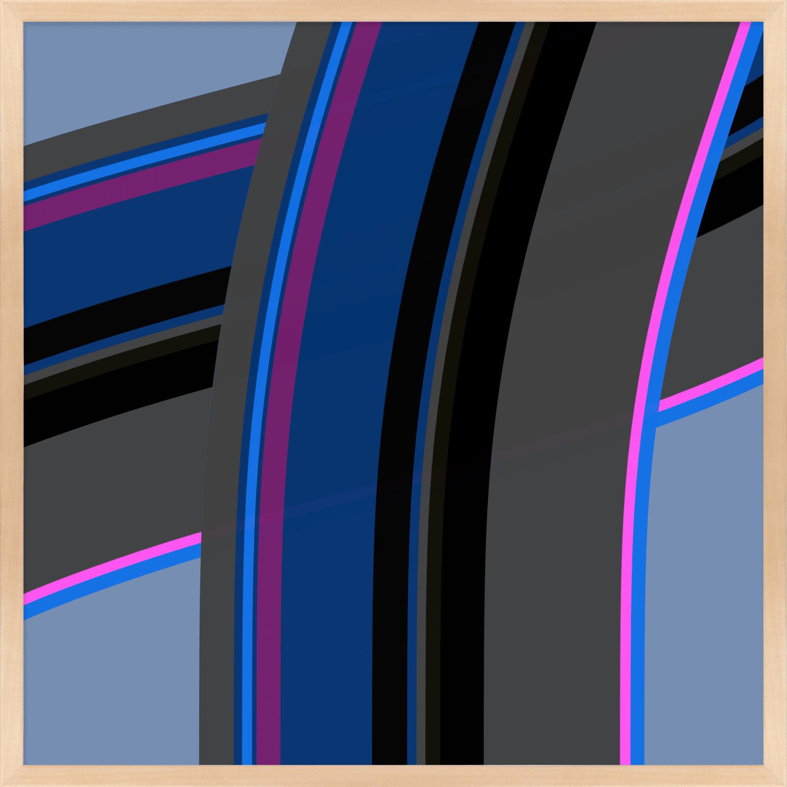 Zackary "Neon Twist" Print by Jacques Pilon, Maple Wood, 36" H x 36" W x 1.25" D