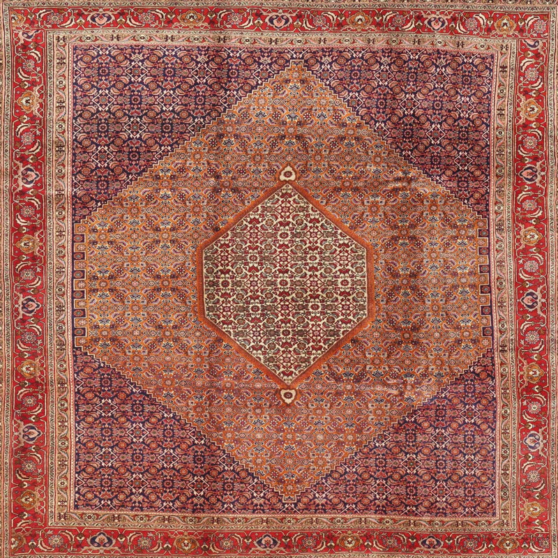 Tapis oriental rouge / brun / bleu, Rectangle 5 pi x 7 pi