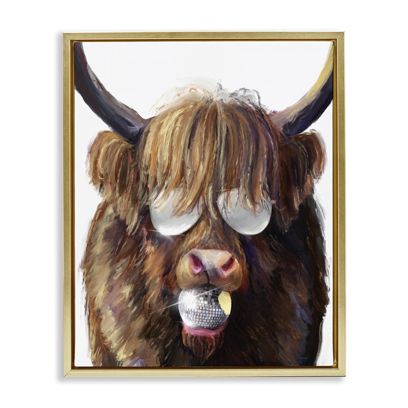 Art mural sur toile flottant Highland, 21" H x 17" W, Cadre flottant métallique doré
