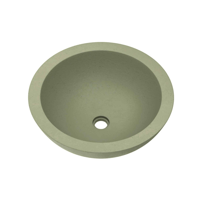 Morro Concrete Handmade Circular Vessel Bathroom Sink, Sage