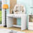 Makeup Vanity Table with Touchscreen Lighted Mirror and Drawer for Bedroom-1184630443