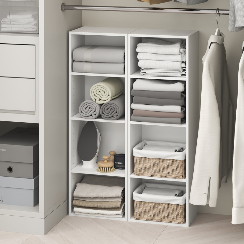 Organisateur de placard à 8 niveaux, tablette ouverte, largeur 30,5 cm, pour placard ou chambre, blanc, Blanc