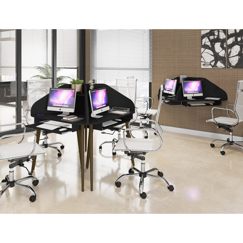 Bureau en coin Bradley Mid-Century Modern, Noir