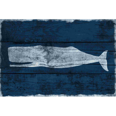 " Distressed Whale Navy " Painting Print