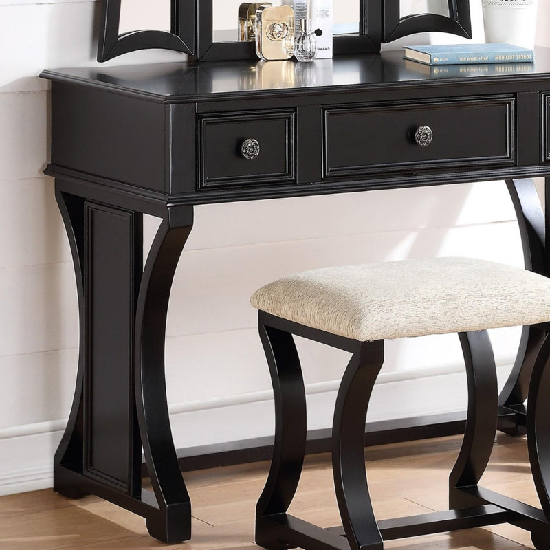 Ensemble de meuble-lavabo avec tabouret pliable unique, Noir