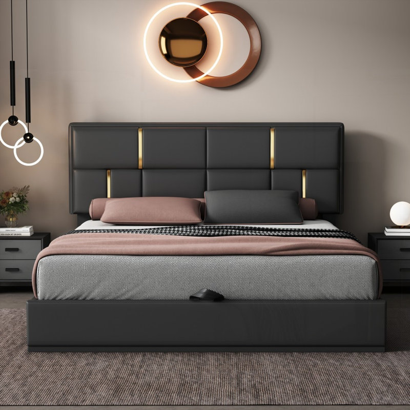 Queen Size Platform Bed with Hydraulic Storage