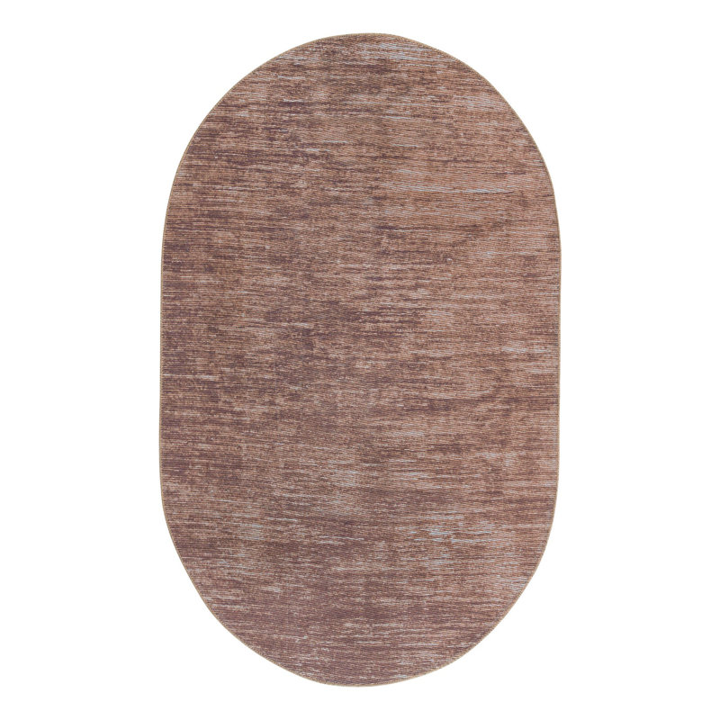 Tapis en chenille Power Loom brun, Ovale 5 pi 1 po x 8 pi