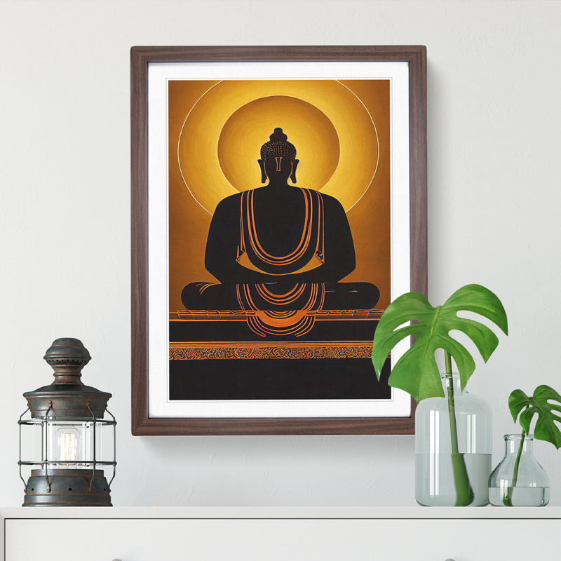 XV1022-4197X Striking Buddha - Single Picture Frame Print, 34cm H x 25cm W x 2cm D, Walnut