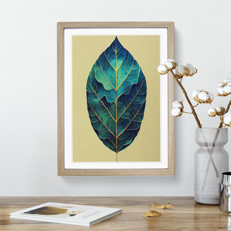 Leaf Painted - Framed Print, 64cm H x 46cm W x 2cm D, Oak