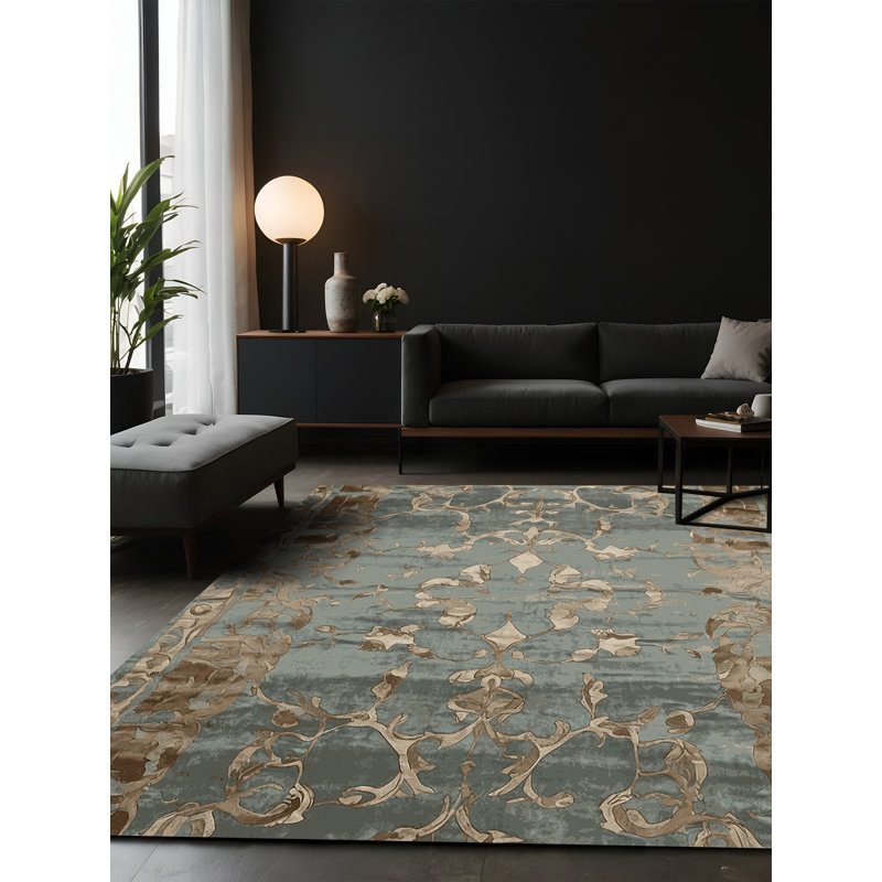 Tapis gris soyeux et moelleux, Carré 4 pi
