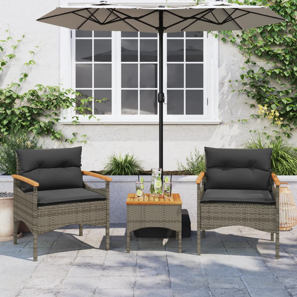 Ebern Designs 3 Piece Patio Sofa Set With Cushions Poly Rattan ...