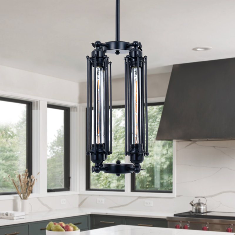 4-Light Dimmable Industrial Flute Pendant Chandelier