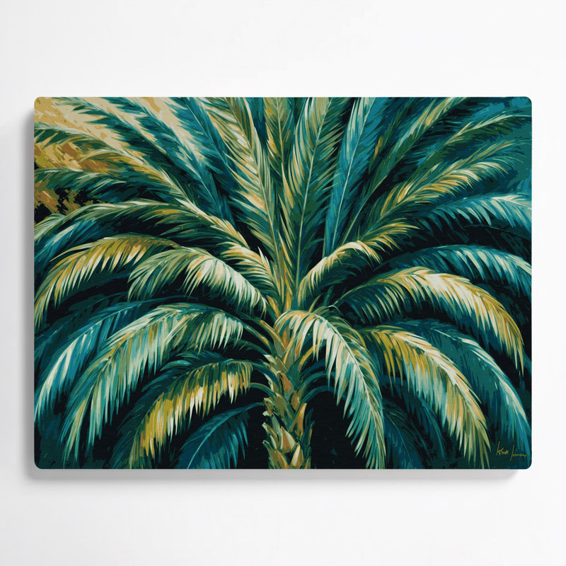 «Hawaiian Fan Palm», art mural en métal bleu, H 11 po x l 14 po