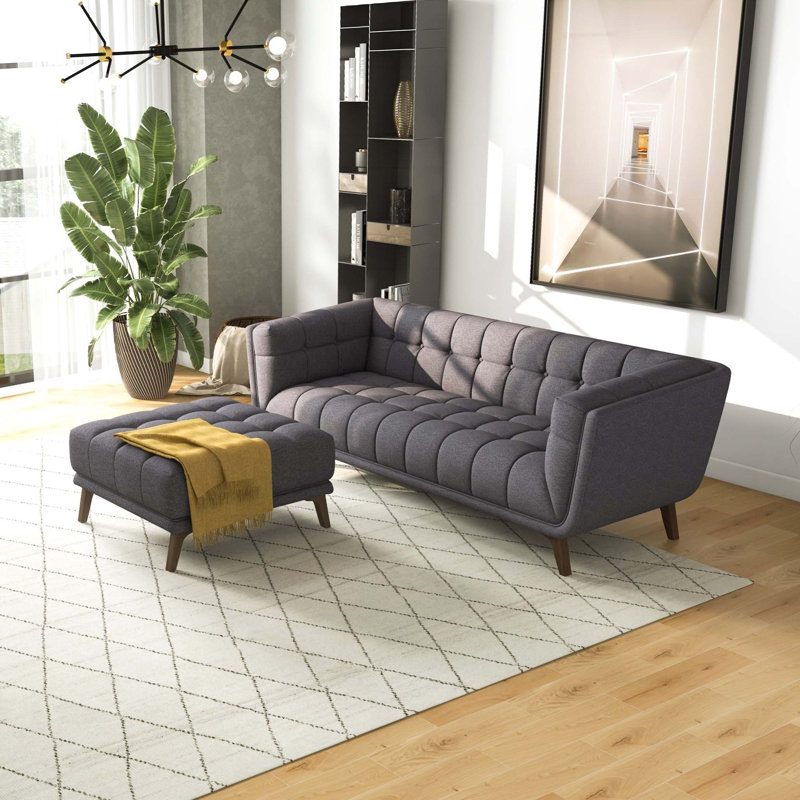 Addison Square Upholstered Ottoman, Grey