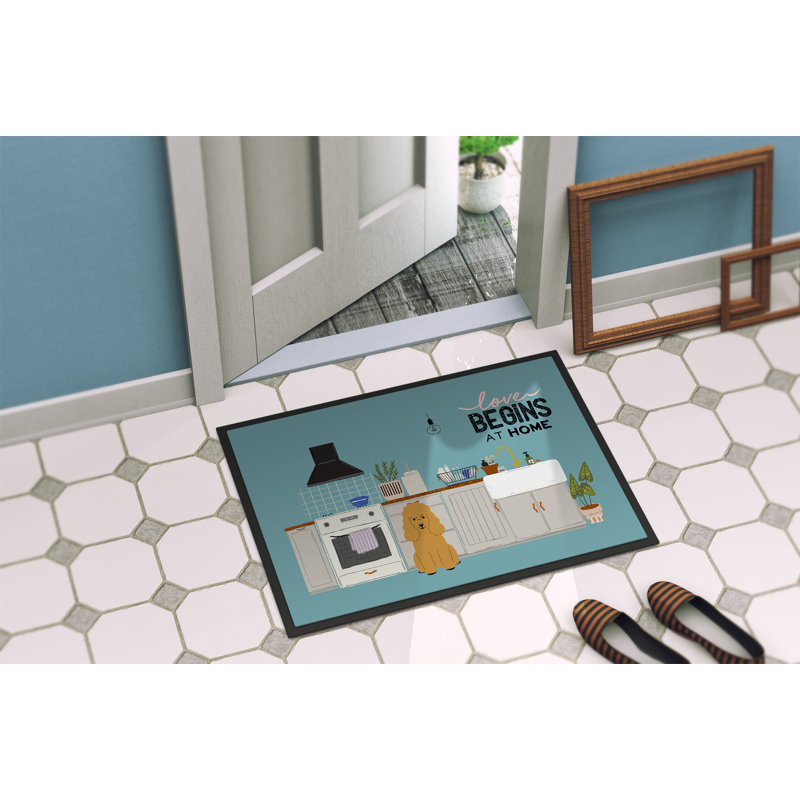 Gorecke Non-Slip Doormat, Tan Poodle