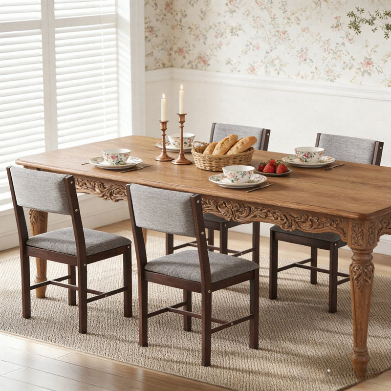 Chaises de cuisine de style rustique, Noyer