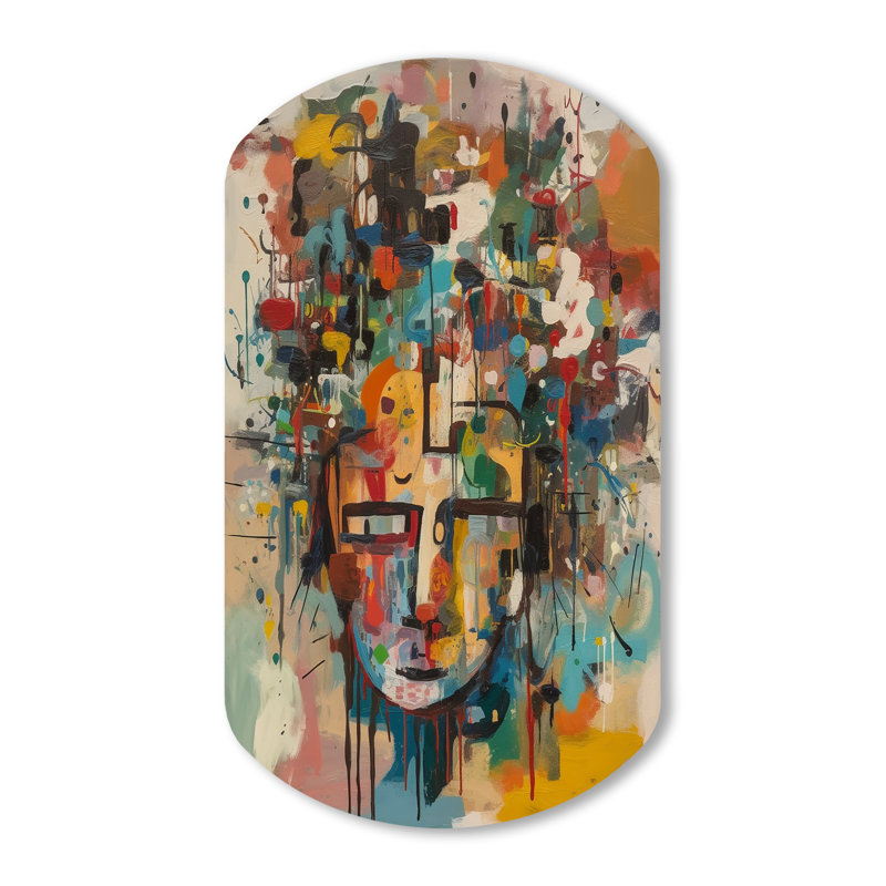 «Abstract Face Portrait II», art mural abstrait à encre liquide asymétrique, sculpture murale en métal Freeform